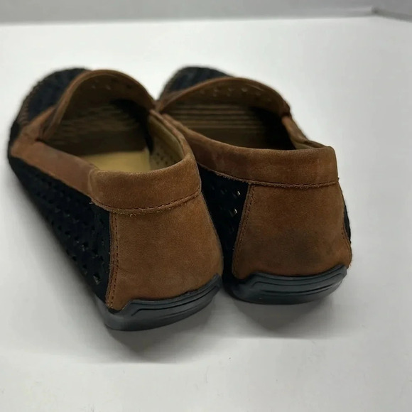 Robert Zur Penny Loafers Slip On Driving Moccasins Shoes Suede Black Tan US 8.5 - Picture 5 of 11